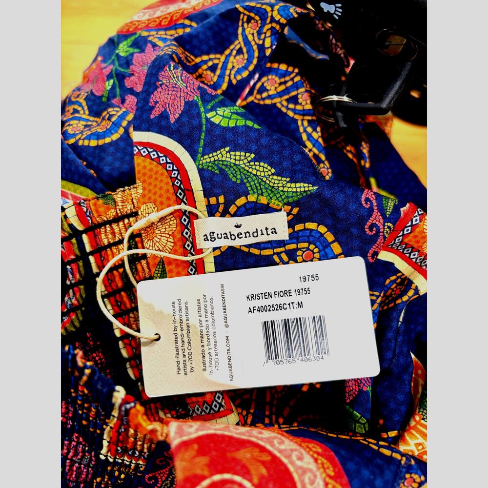 NWT Agua Bendita Kristen Mini Dress Floral Medallion Fit Flare Sundress - Picture 2 of 5